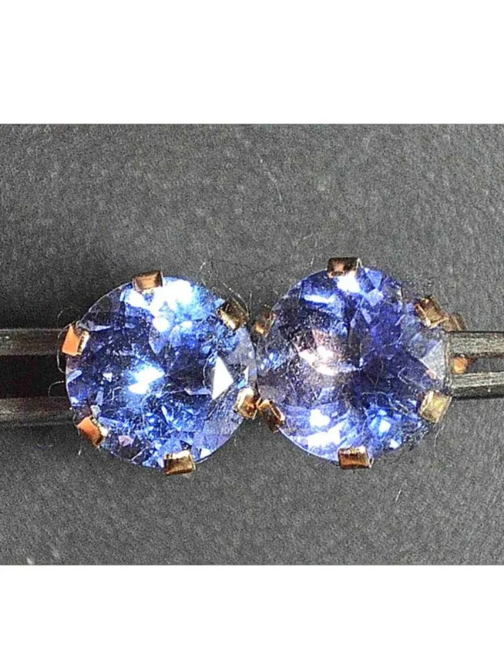 14Kt Yellow Gold Genuine 6mm Round Tanzanite Stud Earrings